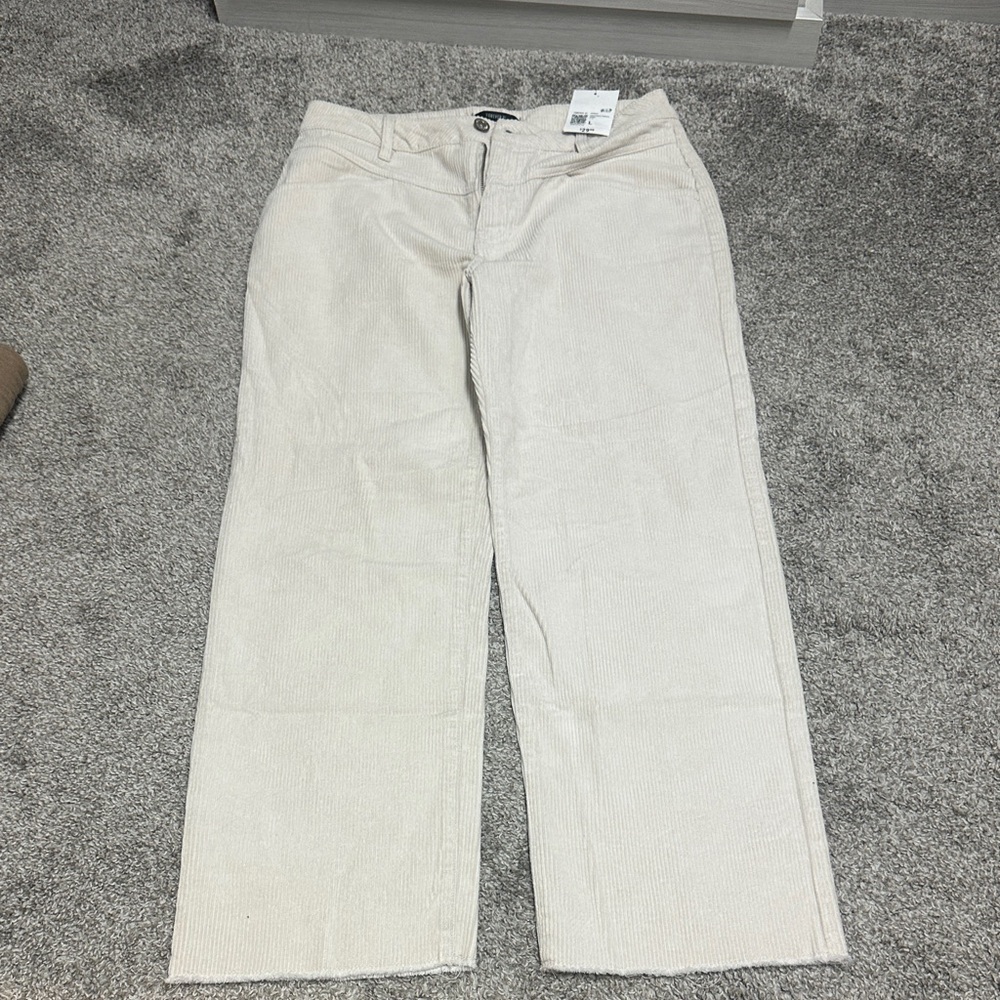 Forever 21 Women's Cream Corduroy Wide Leg Pants